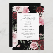 Burgund & Blush Pink 6 Blumenstuhlparty B Einladung (Vorne/Hinten)