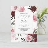 Burgund & Blush Pink 6 Blumenstuhlparty Einladung (Stehend Vorderseite)