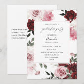 Burgund & Blush Pink 6 Blumenstuhlparty Einladung (Vorne/Hinten)