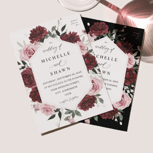 Burgund & Blush Pink 6 Blumenzehen Einladung
