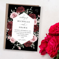 Burgund & Blush Pink 6 Blumenzehen - Schwarz