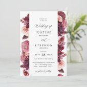 Burgund & Blush Pink 8B Hochzeit 2 Einladung (Stehend Vorderseite)