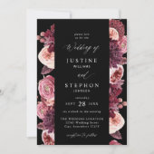 Burgund & Blush Pink 8B Hochzeit 2 - Schwarz Einladung (Vorderseite)
