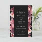 Burgund & Blush Pink 8B Hochzeit 2 - Schwarz Einladung (Stehend Vorderseite)