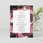 Burgund & Blush Pink 8B Hochzeitsfeier Programm B (Stehend Vorderseite)
