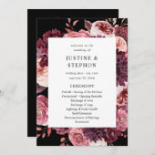 Burgund & Blush Pink 8B Hochzeitsfeier Programm B (Vorne/Hinten)