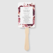 Burgund & Blush Pink 8B Hochzeitsprogramm Handfan Fächer (Vorderseite)