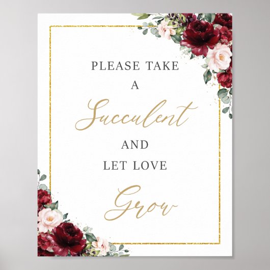 Burgund Blush Pink Bläschen Sukkulente Liebe wachs Poster (Vorne)