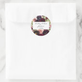 Burgund & Blush Pink Bloral & Name Runder Aufkleber (Tasche)