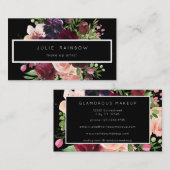 Burgund & Blush Pink Bloral - Schwarz 2 Visitenkarte (Vorne/Hinten)
