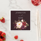 Burgund & Blush Pink Bloral - Schwarz Serviette (Beispiel)