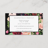 Burgund & Blush Pink Bloral - Schwarz Visitenkarte (Rückseite)