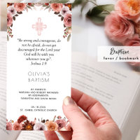 Burgund Blush Pink Bloral Taufe Lesezeichen Gefall