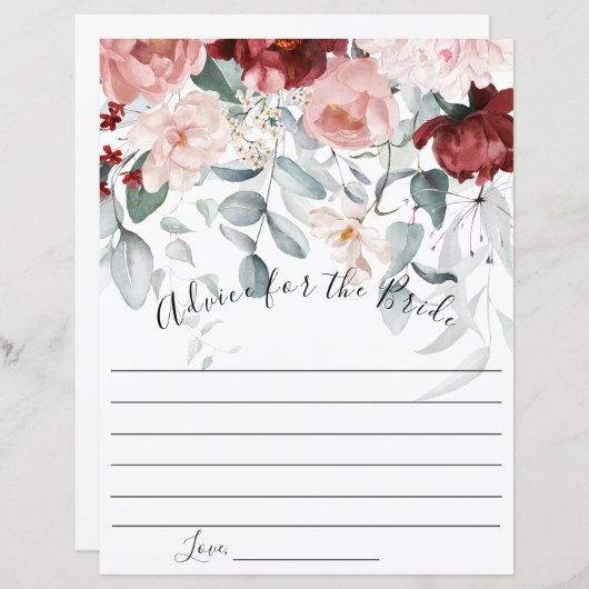 Burgund Blush Pink Blumenberater für die Braut (Vorne/Hinten)