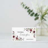 Burgund Blush Pink Floral Moderne Visitenkarte (Stehend Vorderseite)