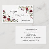 Burgund Blush Pink Floral Moderne Visitenkarte (Vorne/Hinten)