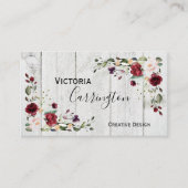 Burgund Blush Pink Floral Moderne Visitenkarte (Vorderseite)