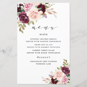 Burgund Blush Pink Gold Floral Wedding Karten