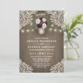 Burgund Blush Pink Gold Rustikale Engagement Parte Einladung (Stehend Vorderseite)
