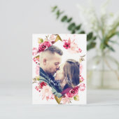 Burgund & Blush Pink Hexagon Save the Date Foto (Stehend Vorderseite)