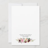 Burgund Blush Pink Peach Gold Floral Boho Hochzeit Einladung (Rückseite)