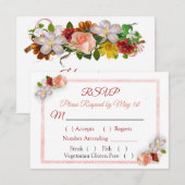 Burgund Blush Pink Rose Gold Wedding RSVP Karte (Vorne/Hinten)