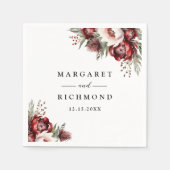 Burgund Blush Pink Rustikales Blumenpapier Serviette (Vorderseite)