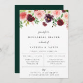 Burgund Blush Probe Abendessen mit Blumen Einladun Ankündigung (Vorne/Hinten)