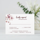 Burgund & Blush Romantische Wasserfarbenhochzeit RSVP Karte (Stehend Vorderseite)