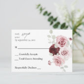 Burgund & Blush Rosa Bläschen Ele 6 zu den Mahlzei RSVP Karte (Stehend Vorderseite)