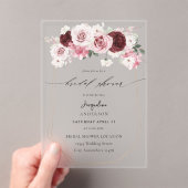 Burgund & Blush Rosa Blütenblättrige Ele 6 Brautpa Acryleinladungen (Insitu (Handheld))