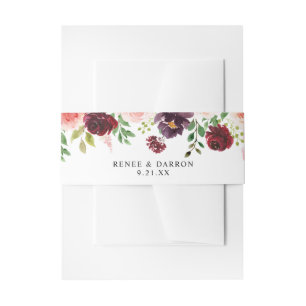Burgund & Blush Rosa Rosa Blüte 4A Blüte Einladungsbanderole