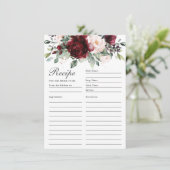 Burgund Blush Rose Blumenrezeptur für Bridakarte Dankeskarte (Stehend Vorderseite)