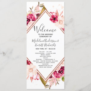 Burgund Blush Rose Gold Hochzeitsprogramm Programm