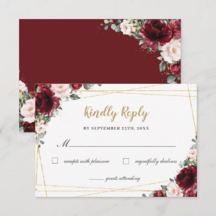 Burgund Blush Rose Gold Quinceañera Antwort