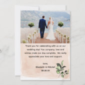 Burgund Blush Rose Hochzeit Foto Danke Karte (Rückseite)