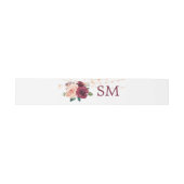 Burgund Blush Rose Lights Wedding Monogram Einladungsbanderole (Flach)
