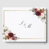 Burgund Blush Rost Orange Blumengrün Hochzeit Gästebuch (Rückseite)