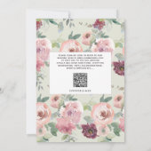 Burgund Blush Script QR Code Hochzeit Einladung (Rückseite)