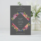 Burgund Blush Tropical Floral Wedding - Grau Save The Date (Stehend Vorderseite)