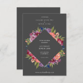 Burgund Blush Tropical Floral Wedding - Grau Save The Date (Vorne/Hinten)