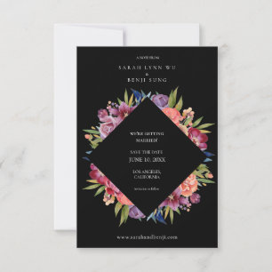 Burgund Blush Tropical Floral Wedding - Schwarz Save The Date