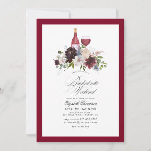 Burgund, Blush und Blauer Wein Bachelorette Wochen Einladung