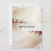 Burgund, Blush und Champagner-Floral Quinceñera Einladung (Rückseite)