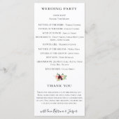 Burgund Blush Wasserfarbe Blumenhochzeit Programm (Rückseite)