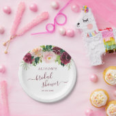 Burgund Blush Wasserfarbe Brautparty Pappteller (Party)