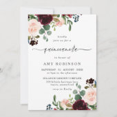 Burgund & Blush Wasserfarben Elegantes Quinceanera Einladung (Vorderseite)