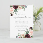 Burgund & Blush Wasserfarben Elegantes Quinceanera Einladung (Stehend Vorderseite)