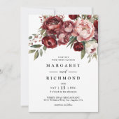 Burgund & Blush Wasserfarben Rustikale Hochzeit Einladung (Vorderseite)