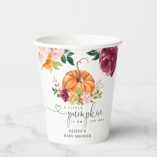 Burgund Blütendusche Pappbecher (Vorderseite)